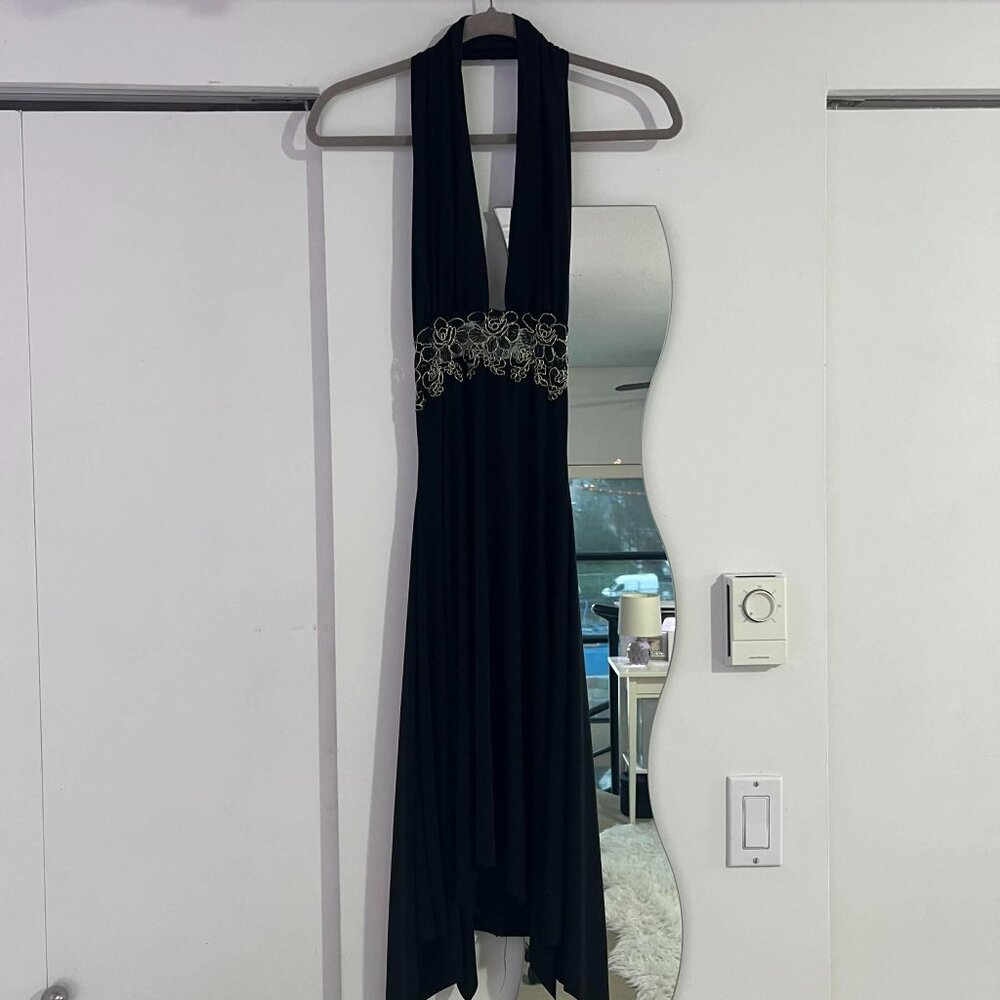 Vintage Y2K Mid-Length Asymmetrical Hem Halter Dress